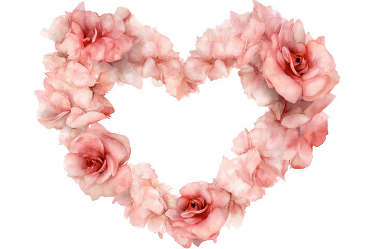 Romantic heart shaped wedding arch decorated with roses in a beautiful outdoor setting during a sunny day