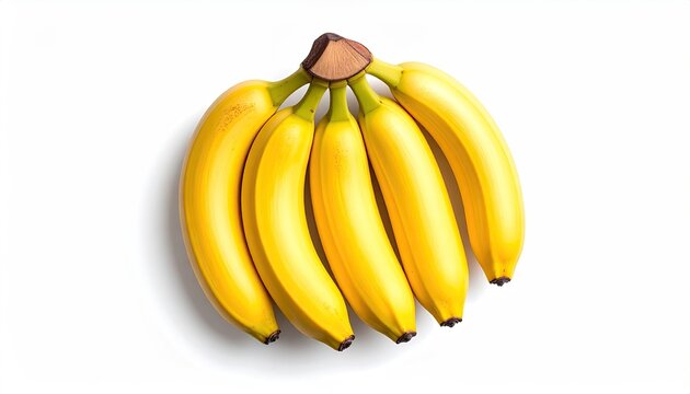  Bunch Of Ripe Yellow Bananas Arranged On White Surface With Soft Shadow Overhead Shot