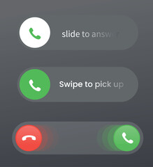 Swipe Slide Call Button Screen Answer Call Mockup vector illustratio