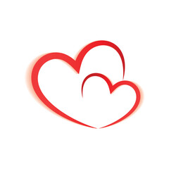 Two Intertwined Red Hearts Outline Simple Minimalist Overlap Shape Graphic Design Element Isolated White Background