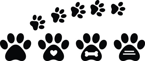 Cute cartoon dog paw print trail for pet and animal lovers