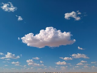 Single cloud in shape of eagle flying across blue sky