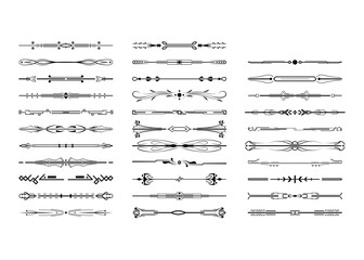 Set Black Simple Line Collection Doodle Border Elements Vector Design Style Sketch Isolated Illustration For Banner