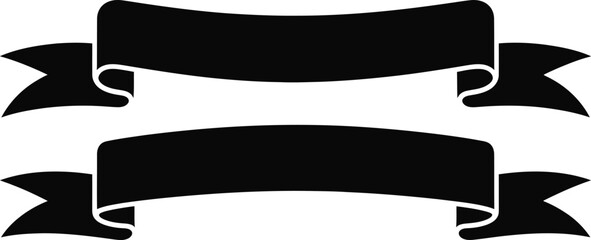 Vector Black Ribbons Set for Banners or Titles Decoration Designs