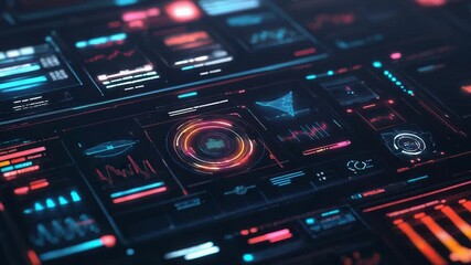 Digital dashboard interface displaying data analysis and information - Powered by Adobe