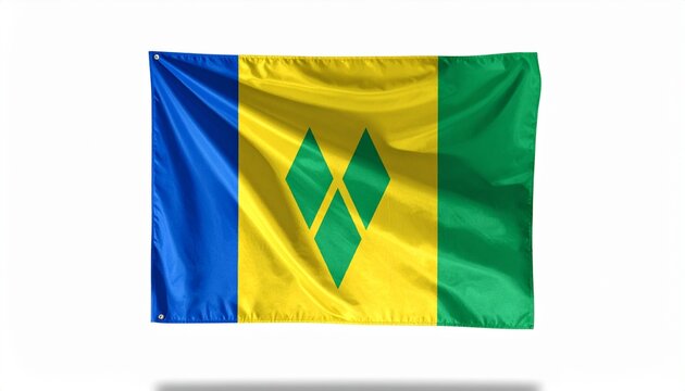 Vibrant Saint Vincent and the Grenadines flag waving proudly, perfect for travel, cultural celebration, or patriotic designs featuring Caribbean pride