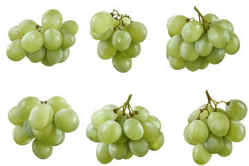 Fresh green grapes in various clusters showcasing their bright color and juicy texture available for healthy snacking or adding to recipes all year round