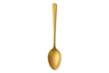 Golden metal spoon isolated with a transparent background