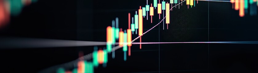 Obraz premium Financial trends concept. Dramatic Close-Up of Colorful Candlestick Chart Representing Financial Market Trends and Price Movements