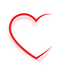 Simple Minimalist Red Heart Outline Shape Vector Graphic Element Transparent Background Love Design Concept