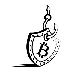 Hand drawn style icon depicting bitcoin