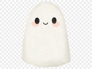 Cute minimalist watercolor ghost smiling Halloween illustration Vector.