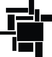 Vector art of abstract geometric composition of black rectangles and squares