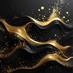 Abstract black and gold waves