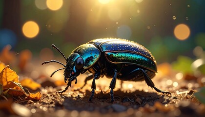 Jewel beetle in sunlight
