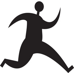 Black vector silhouette of a running or jumping man representing sport, competition, or a business concept icon design