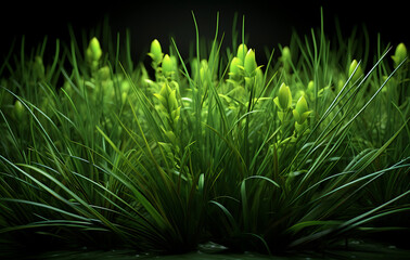 vibrant display of lush green grass, meticulously captured, evoking feelings of freshness, and serenity