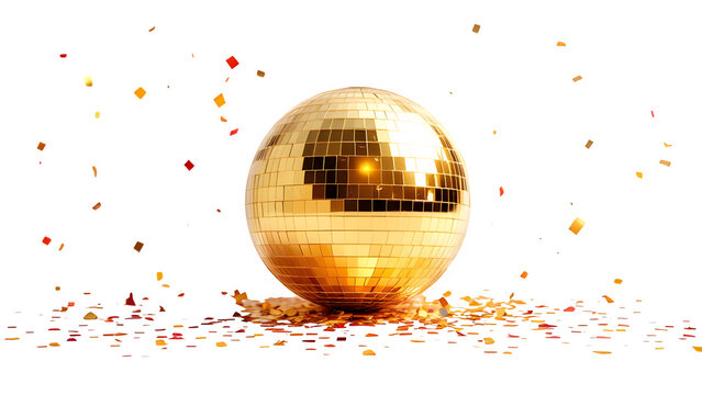 Disco ball with confetti, isolated on transparent background - Powered by Adobe