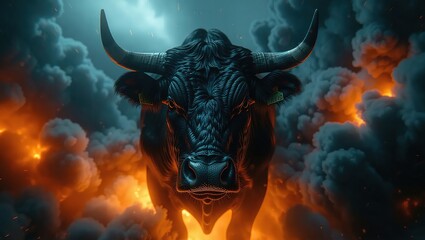 Fiery Bull - A Powerful Symbol of Strength and Determination.