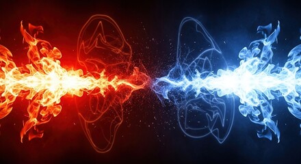 Fiery Clash - A Dynamic Display of Opposing Forces.