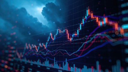Financial Business Graph with Candlestick Chart for Trading.