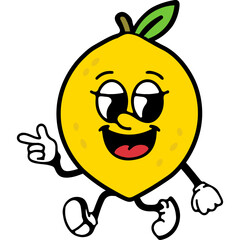 Cute Cartoon Lemon Character Illustration