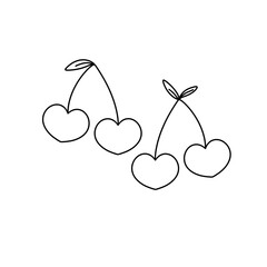 Two cherries with hearts drawn on them