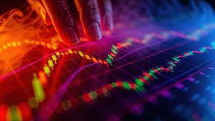 Financial Market Analysis with Hand and Glowing Data.