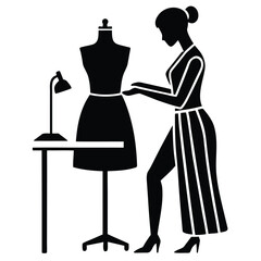 fashion designer doing work on white background