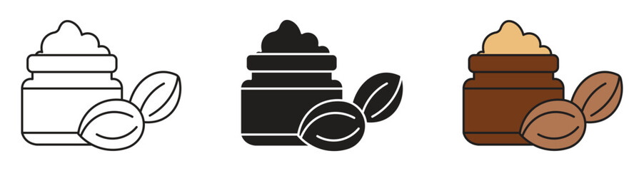 Shea butter icon set. Benefits skin care icon symbol, vector illustration .