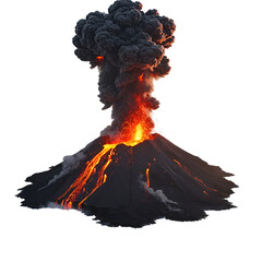 3D Realistic Eruption Lava Mountain Dark