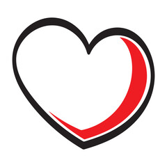 Modern Black Outline Heart Shape With Inner Red Curve Minimalist Vector Graphic Element Isolated White Background