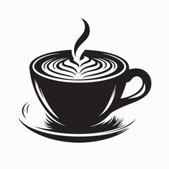 Hot Latte Coffee Cup Logo Vector Isolated on white background