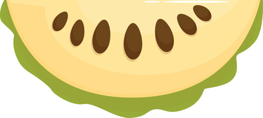 Vibrant illustration of a soursop slice, highlighting its seeds and green rind, perfect for food and beverage projects