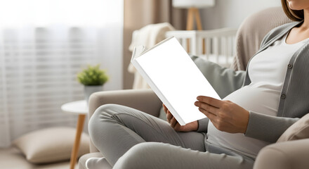 Expectant mother relaxing with a book in a cozy room