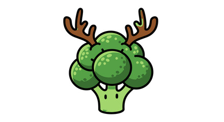 Cartoon Broccoli with Antlers: A Whimsical Fusion of Food and Festive Cheer