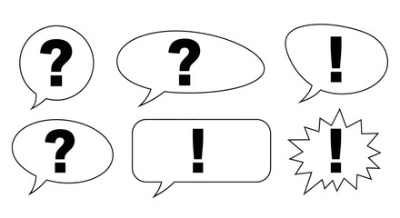 Illustration of speech bubbles with question marks and exclamation points for emphasis