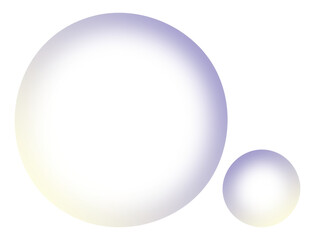 Two smooth spheres, one large and one small, with a subtle blue and yellow gradient, isolated on transparent background