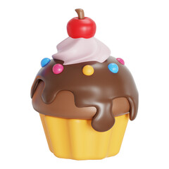 chocolate cupcake isolated on white