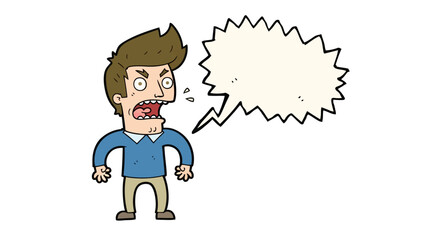 Angry cartoon man shouting with a speech bubble expressing frustration or annoyance
