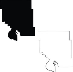 Map of Mountrail County North Dakota USA Silhouette Flat and Outline Design