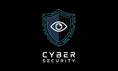 Cyber Security Shield Logo with Lock and Circuit Design