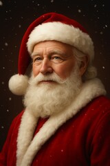 Classic Santa Claus Portrait with Warm Christmas Lighting