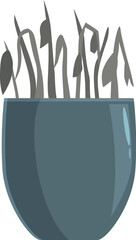 Withered stems and leaves of a neglected plant in a gray pot, symbolizing lack of care and attention