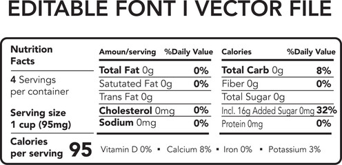 Nutrition facts template, Supplement facts Horizontal template ,Nutrition list information


