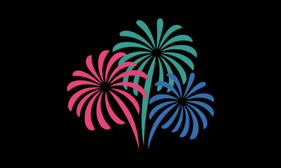 Hand-drawn firework burst, celebration starburst doodle with sparkles. Simple black vector icon for holidays, parties, and New Year, isolated on a white background.