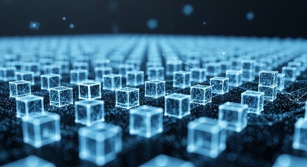 Obraz premium Abstract digital cubes representing blockchain technology
