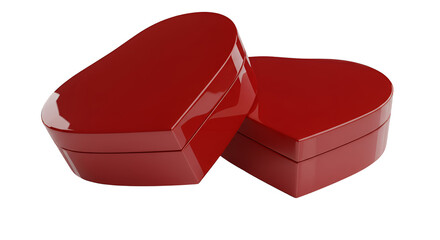 3D Red Heart Shaped Gift Boxes Isolated Transparent Background