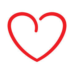 Simple Red Heart Outline Shape Single Continuous Line Drawing Vector Doodle Element Isolated White Background