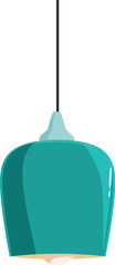 Modern teal hanging lamp illuminating empty space, perfect for interior design projects